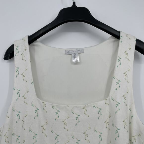 NWT London Times Shift Dress Size 10 Tropical Print Linen Pockets Sleeveless - Picture 9 of 11